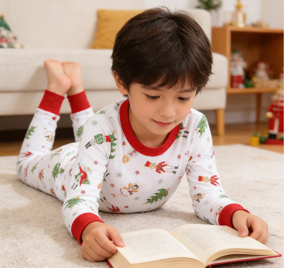 Christmas Gift New Style Children's Boys and Girls Long-sleeved Pajamas, Baby Night Home Clothes Set product image 3