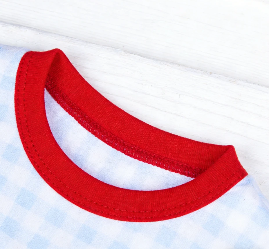 Christmas Baby Clothes Knit Blue Gingham Kids Pyjamas Santa Children's Clothing Sets Pajamas product image 3