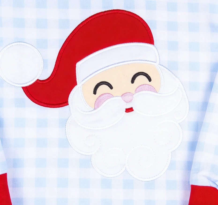 Christmas Baby Clothes Knit Blue Gingham Kids Pyjamas Santa Children's Clothing Sets Pajamas product image 4