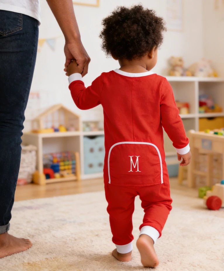 Personalized Christmas Blank Red Baby Butt Flap Rompers Xmas Matching Coming Home Outfit Toddler Pajama For Girls product image 2