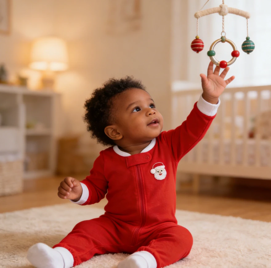 Personalized Christmas Blank Red Baby Butt Flap Rompers Xmas Matching Coming Home Outfit Toddler Pajama For Girls product image 6