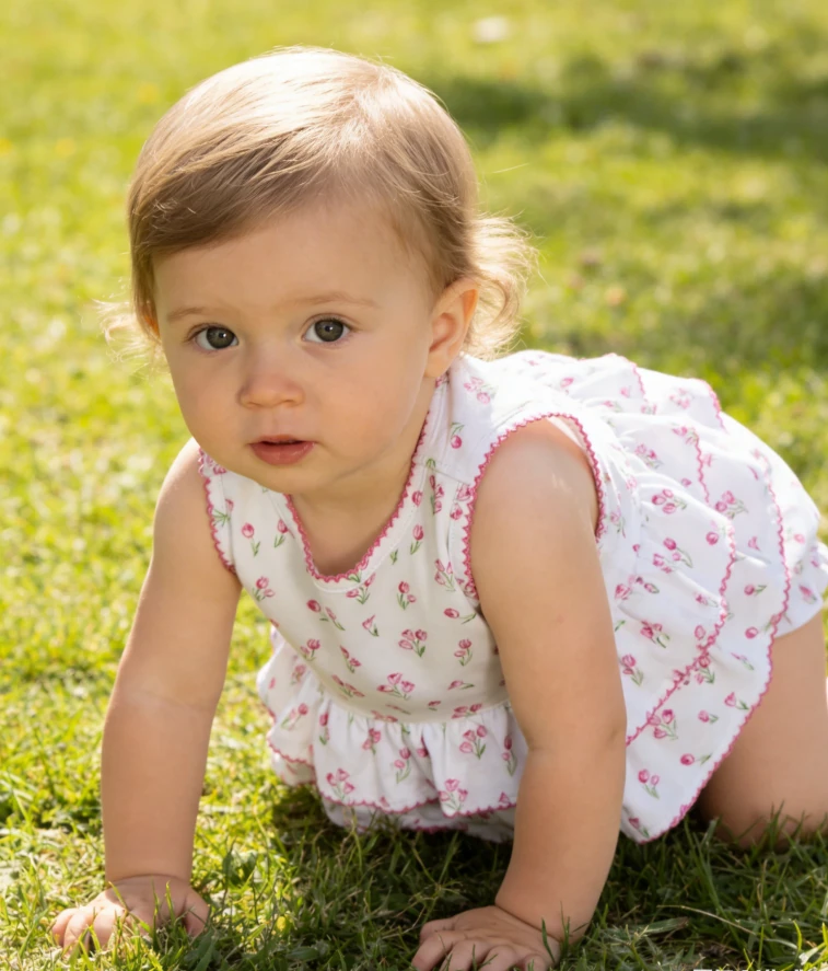 Baby Girls Infant Timeless Tulips White Bubble With Ruffle product image 2