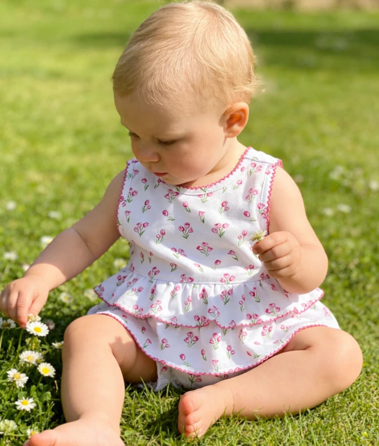 Baby Girls Infant Timeless Tulips White Bubble With Ruffle product image 6