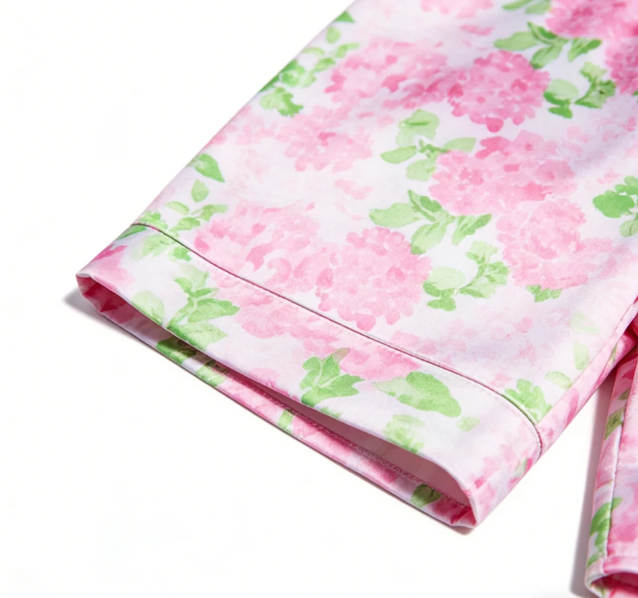 Girls New Darling Hydrangea Satin Pajama Short Set Customized Toddler Short Sleeve Button Down PJ Set product image 4