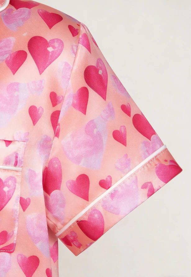 Children Diamond Hearts Orange Satin Short PJ Set Summer Pajamas Short Clothing Set product image 5