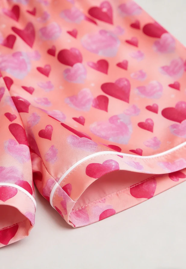 Children Diamond Hearts Orange Satin Short PJ Set Summer Pajamas Short Clothing Set product image 6