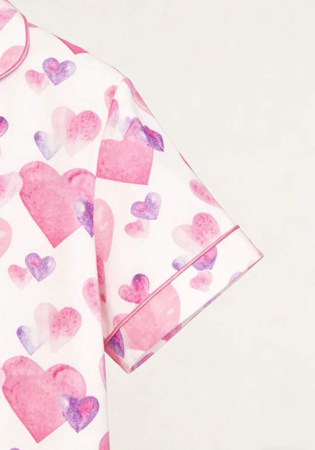 Baby Girls Lots of Kisses Satin Short PJ Set Summer LovelyPajamas Short Set product image 6
