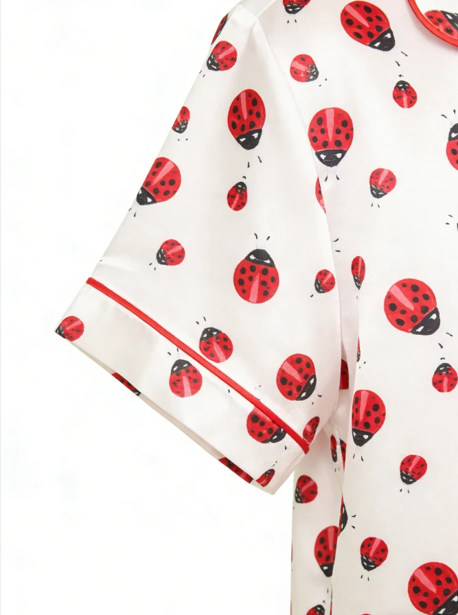 Baby Girls Lady Bugs Satin Short PJ Set Children Summer Pajamas Button Down Short Set product image 5