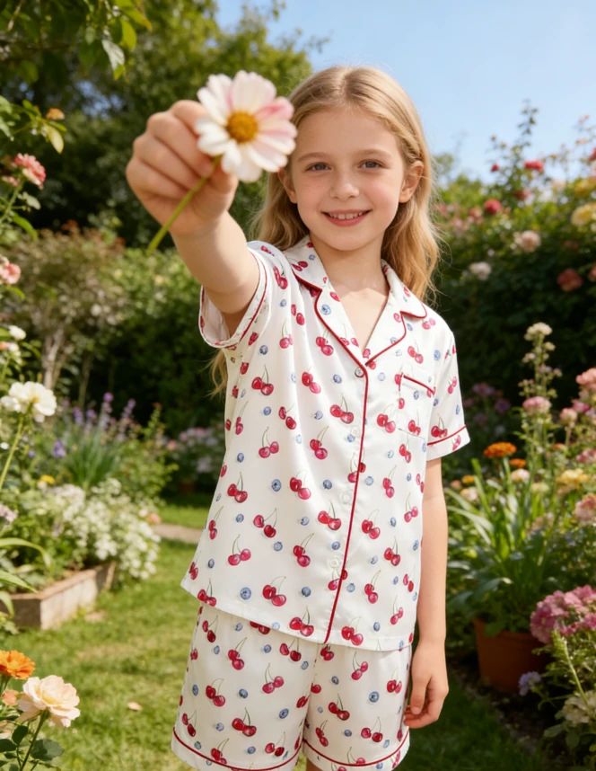 Baby Girls Cherries and Berries Short PJ Set Baby Girls Spring Summer Pajamas Button Down Short Clothing Set product image 1
