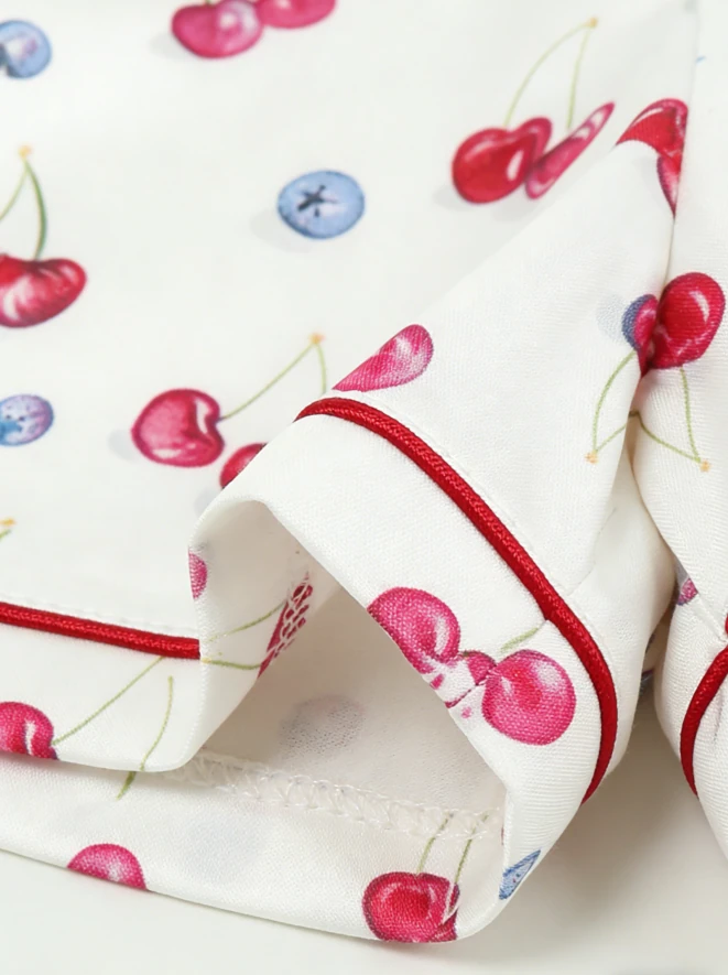 Baby Girls Cherries and Berries Short PJ Set Baby Girls Spring Summer Pajamas Button Down Short Clothing Set product image 4