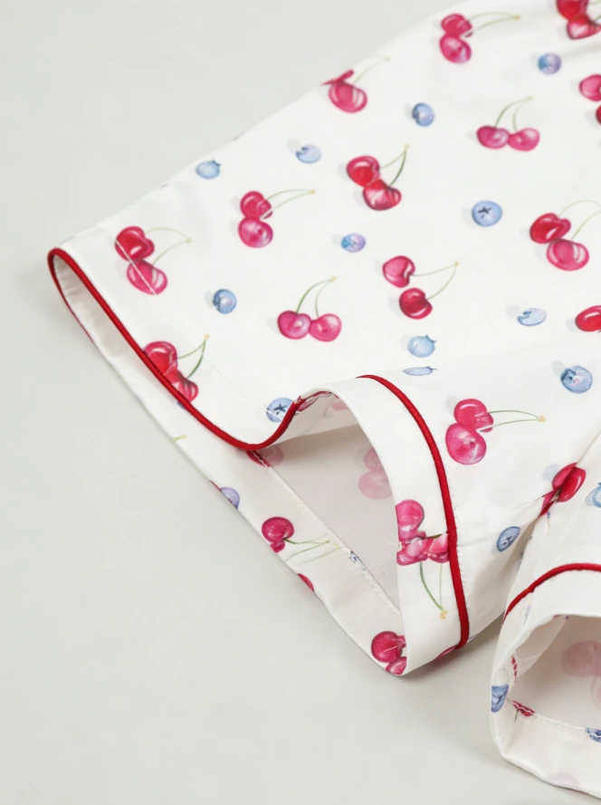 Baby Girls Cherries and Berries Short PJ Set Baby Girls Spring Summer Pajamas Button Down Short Clothing Set product image 5