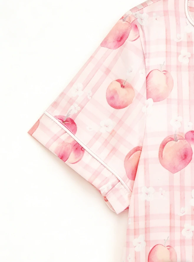 Baby Girls Peaches Satin Short Satin Short Pajamas Set Children Sleepwear Sets Kids Summer Button Down Sets product image 6