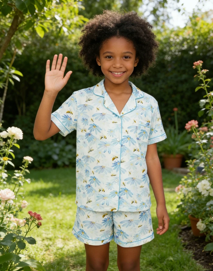 New Baby Girls Satin Short Pajamas Set Spring PJ Short Button Down Set product image 1