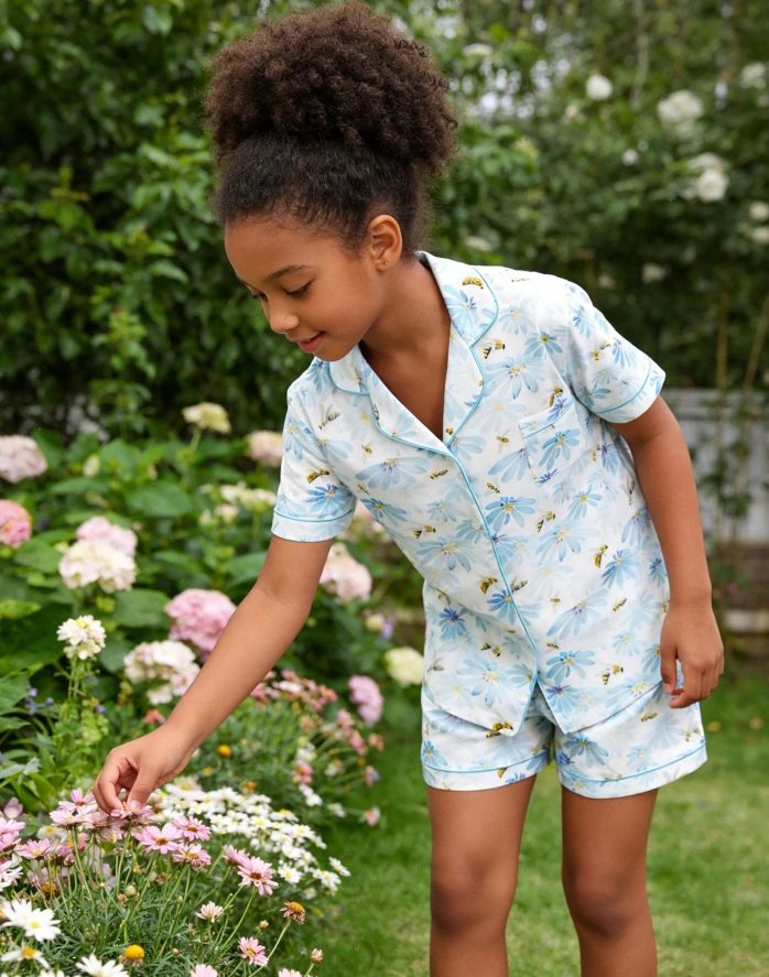 New Baby Girls Satin Short Pajamas Set Spring PJ Short Button Down Set product image 4