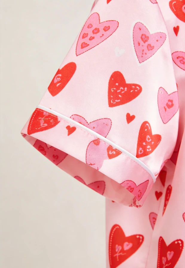 Kid Candy Hearts Satin Short PJ Set Summer Pajamas Short Set product image 4