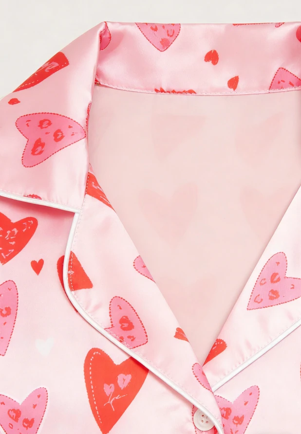 Kid Candy Hearts Satin Short PJ Set Summer Pajamas Short Set product image 5