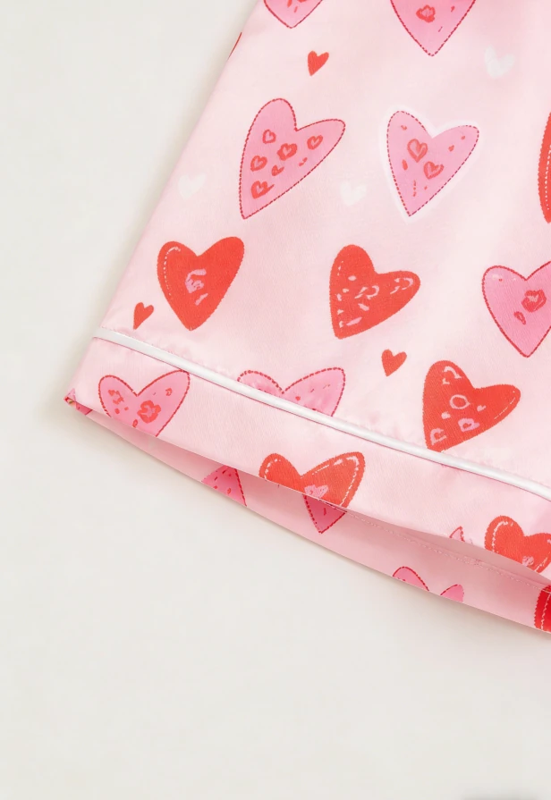 Kid Candy Hearts Satin Short PJ Set Summer Pajamas Short Set product image 6