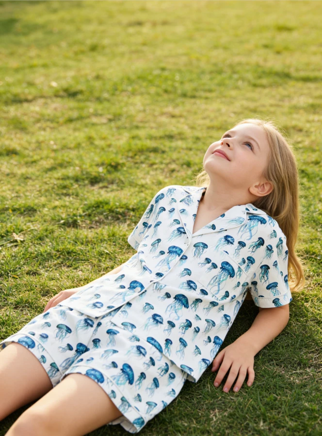 Children Jellyfish Satin Short PJ Set Spring Pajamas Short Clothing Set product image 2