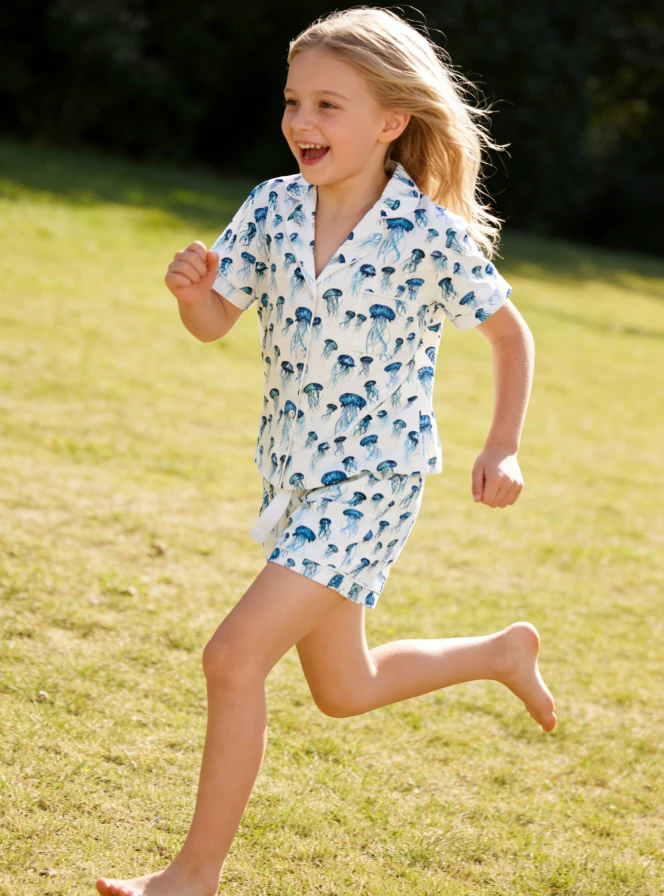 Children Jellyfish Satin Short PJ Set Spring Pajamas Short Clothing Set product image 3
