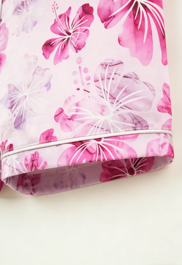 Kids Pink Hibiscus Short PJ Set Baby Girls Spring Summer Pajamas Button Down Short Clothing Set product image 4