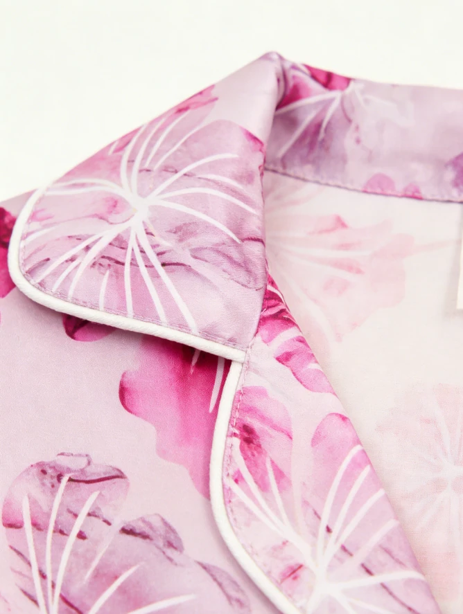Kids Pink Hibiscus Short PJ Set Baby Girls Spring Summer Pajamas Button Down Short Clothing Set product image 5