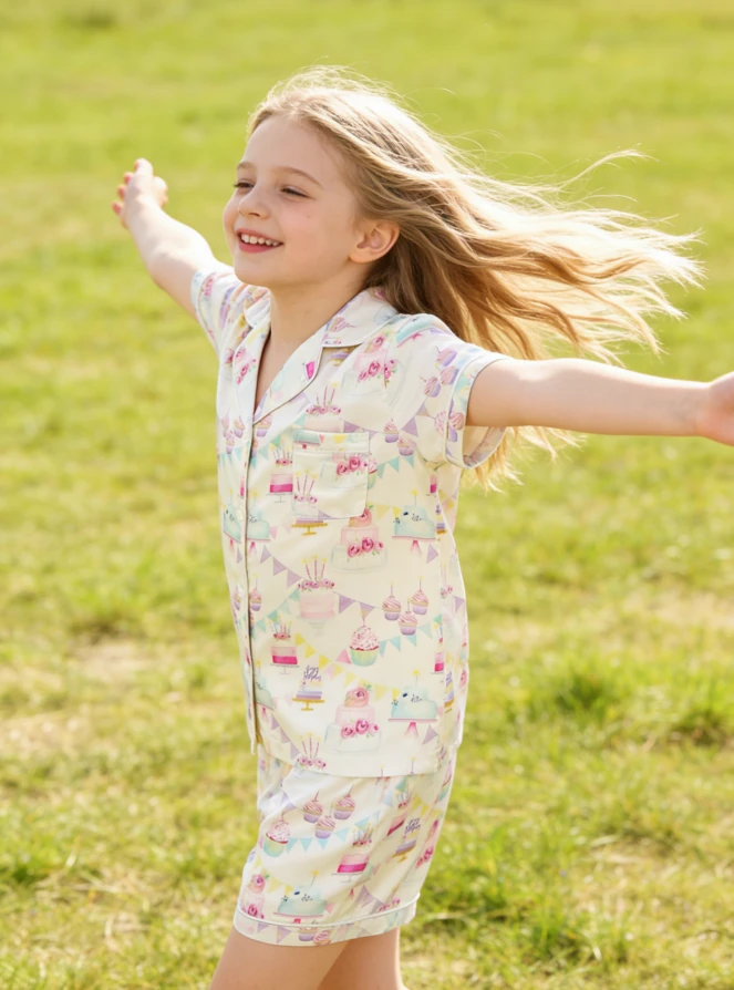 Children Birthday Satin Satin Short PJ Set Summer Pajamas Short Clothing Set product image 3
