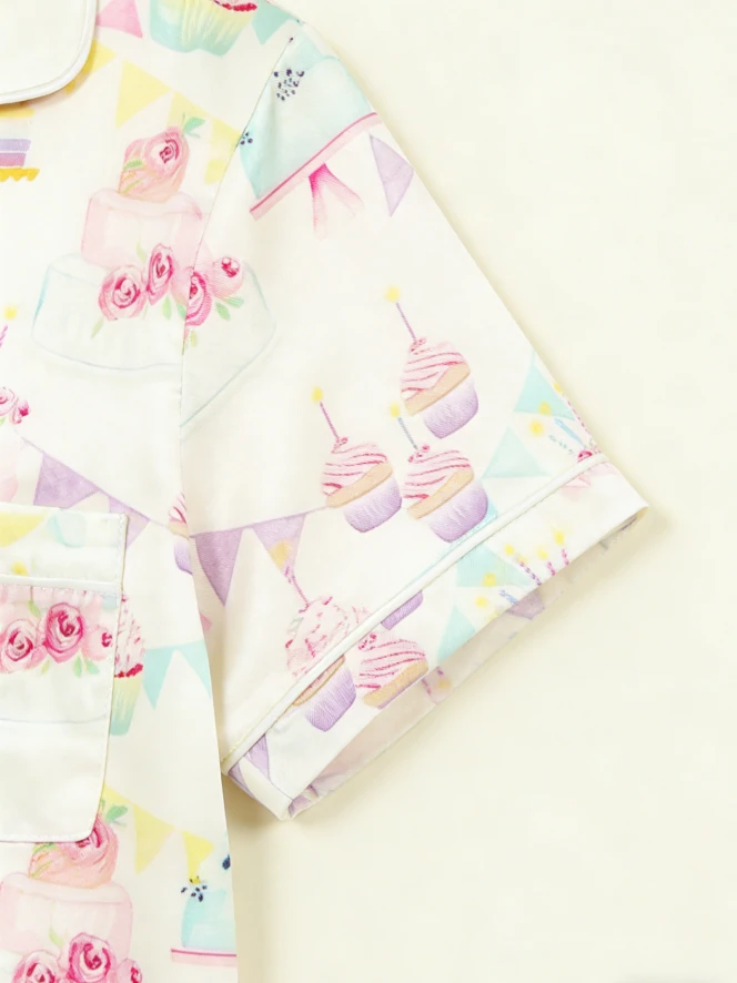 Children Birthday Satin Satin Short PJ Set Summer Pajamas Short Clothing Set product image 4