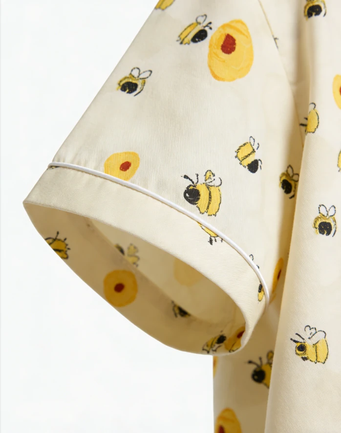 Children Yellow Bumble Bees Satin Short PJ Set Kid Pajamas Short Clothing Set product image 5