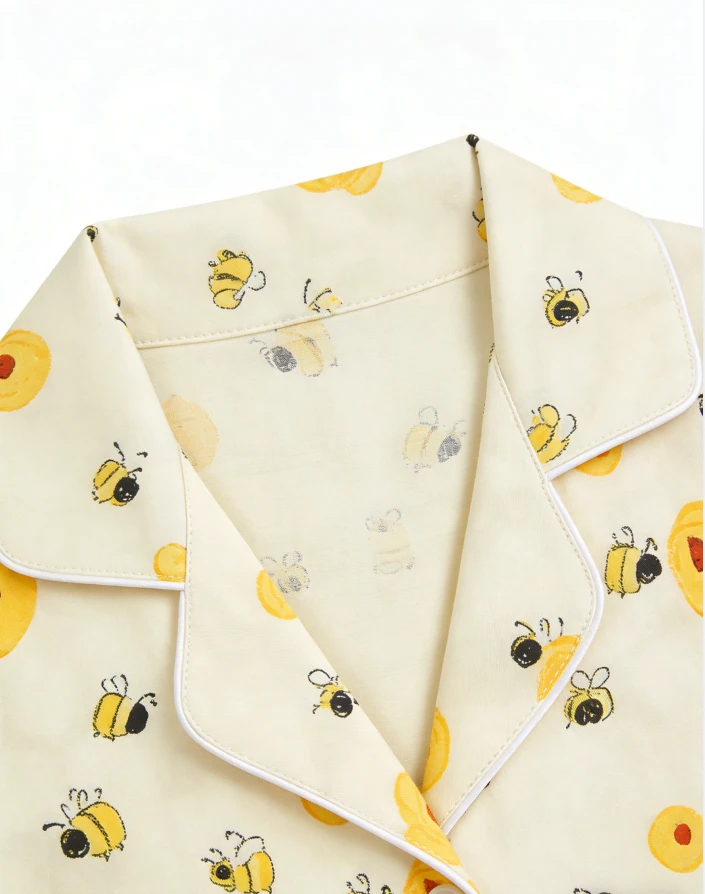 Children Yellow Bumble Bees Satin Short PJ Set Kid Pajamas Short Clothing Set product image 6