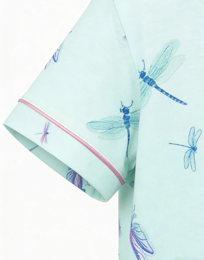 Children Aqua Dragonflies Satin Short Pajamas Set Baby Girls Summer Pajamas Short Clothing Set Kids Spring Button Down product image 5