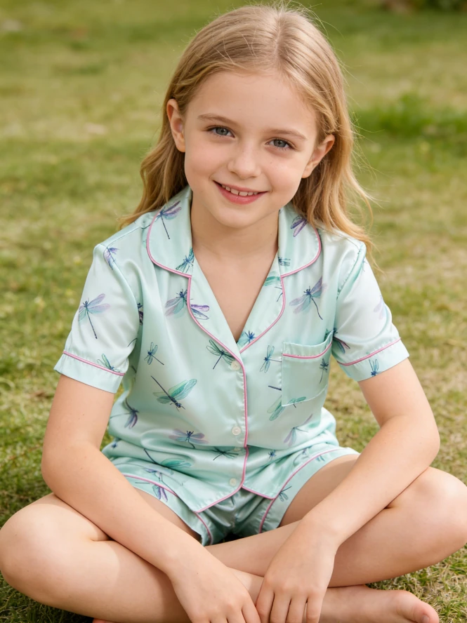 Baby Girls Aqua Dragonflies Satin Short PJ Set Toddler Summer Pajamas Button Down Short Set product image 3