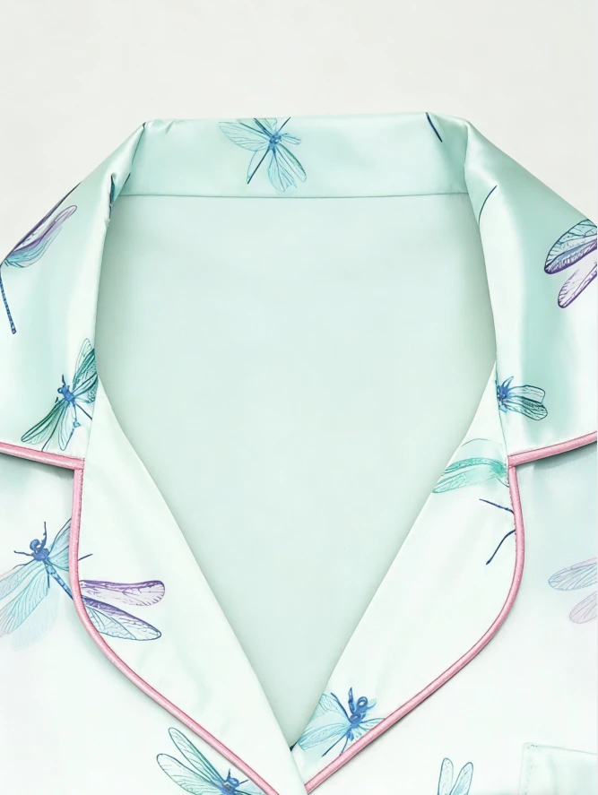 Baby Girls Aqua Dragonflies Satin Short PJ Set Toddler Summer Pajamas Button Down Short Set product image 4