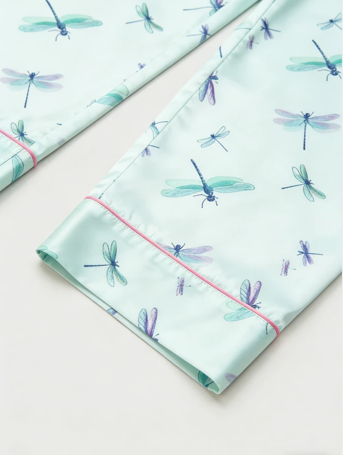 Baby Girls Aqua Dragonflies Satin Short PJ Set Toddler Summer Pajamas Button Down Short Set product image 5