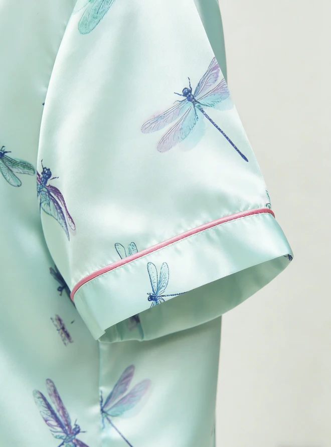 Baby Girls Aqua Dragonflies Satin Short PJ Set Toddler Summer Pajamas Button Down Short Set product image 6