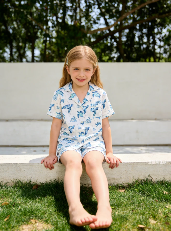 Children Find the Current Turtle Satin Short PJ Set Summer Pajamas Short Clothing Set product image 4