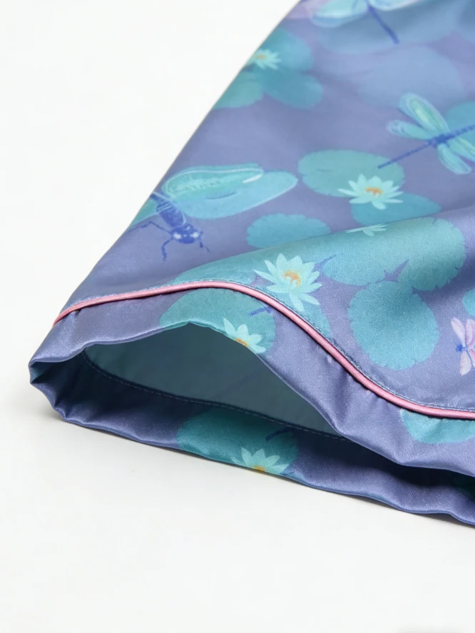 Children Lilypad Dragonflies Satin Short PJ Set Girls Summer Pajamas Button Down Short Clothing Set product image 4