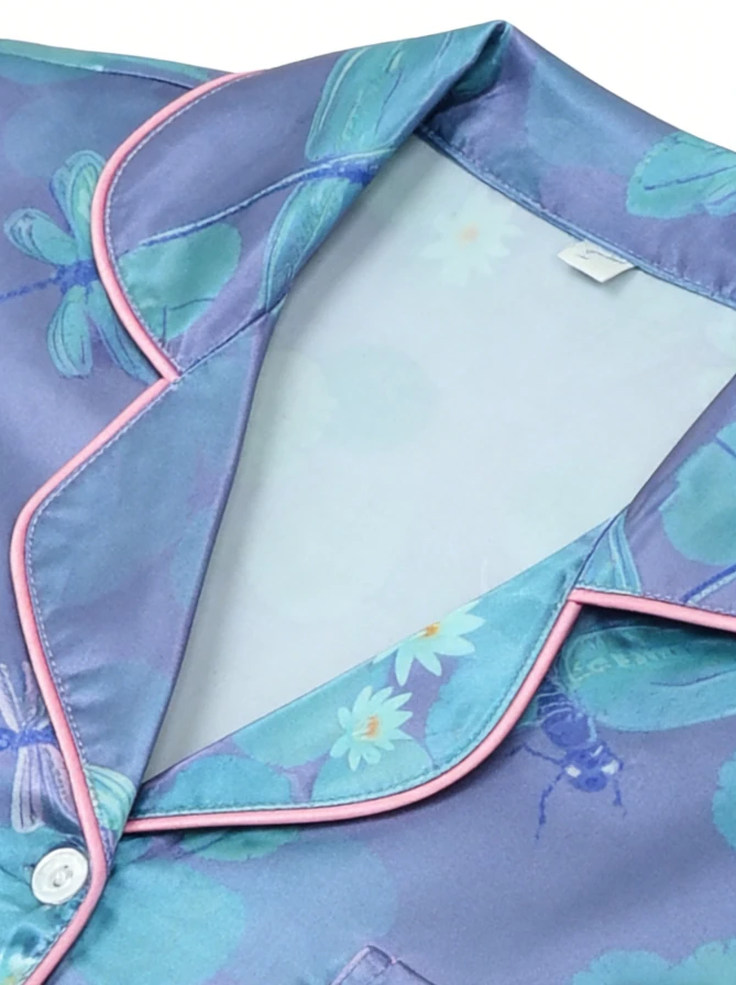 Children Lilypad Dragonflies Satin Short PJ Set Girls Summer Pajamas Button Down Short Clothing Set product image 6
