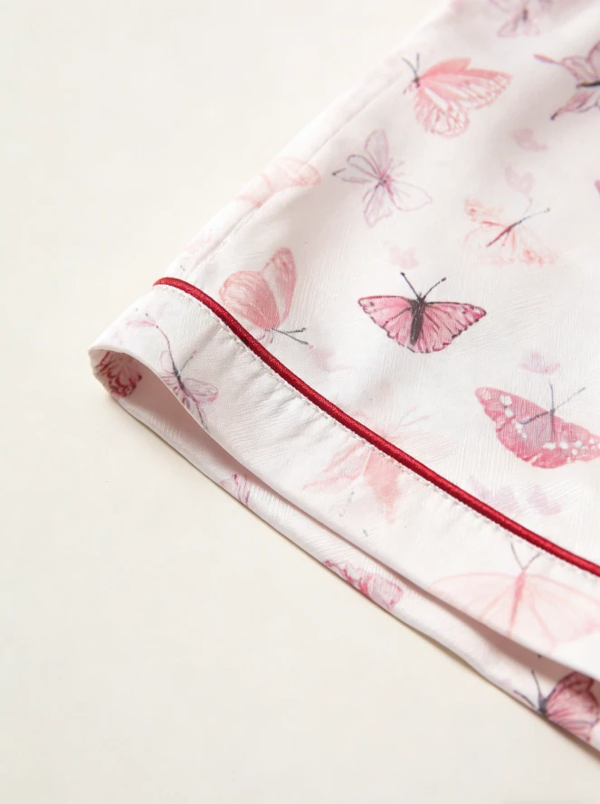 Children Butterfly Blush Satin Short PJ Set Baby Girls Summer Pajamas Button Down Short Set product image 5