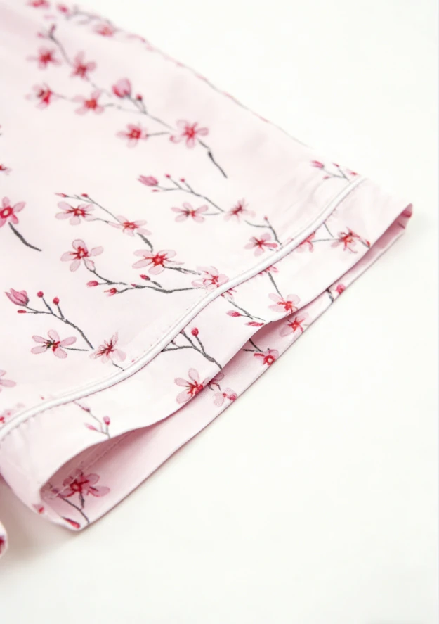 Children Cherry Blossom Satin Short Pajamas Set Kids Summer Pajamas Short Clothing Set product image 5