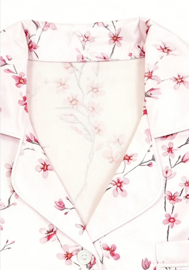 Children Cherry Blossom Satin Short Pajamas Set Kids Summer Pajamas Short Clothing Set product image 6