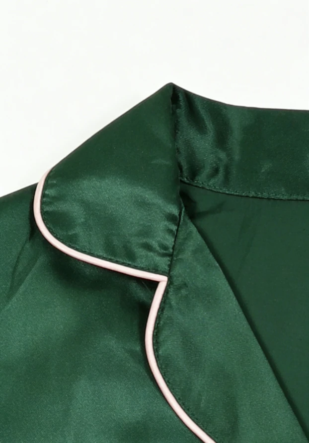 Children Forest Green Satin Satin Short Pajamas Set Kids Summer Pajamas Short Clothing Set product image 4