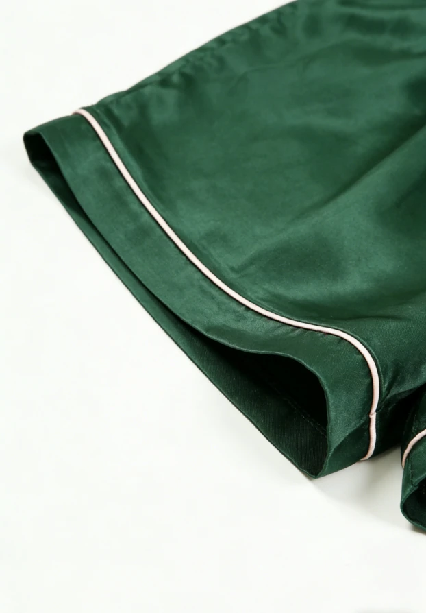 Children Forest Green Satin Satin Short Pajamas Set Kids Summer Pajamas Short Clothing Set product image 5