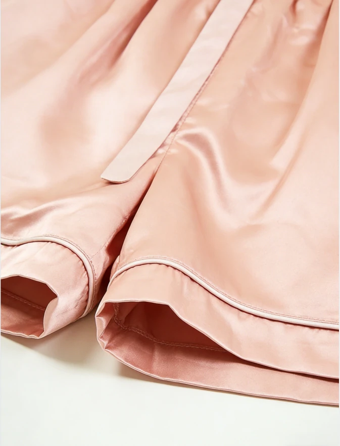 Fashion Girls Rose Pink Satin Short Pajamas Set Children Summer PJ Button Down Short Set product image 6