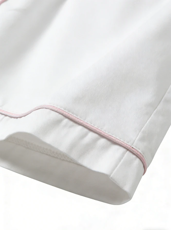 Baby Girls White Matte Satin Short Pajamas Set Kids Summer PJ Button Down Short Set product image 4