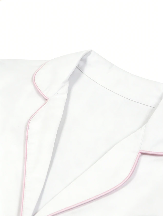 Baby Girls White Matte Satin Short Pajamas Set Kids Summer PJ Button Down Short Set product image 6