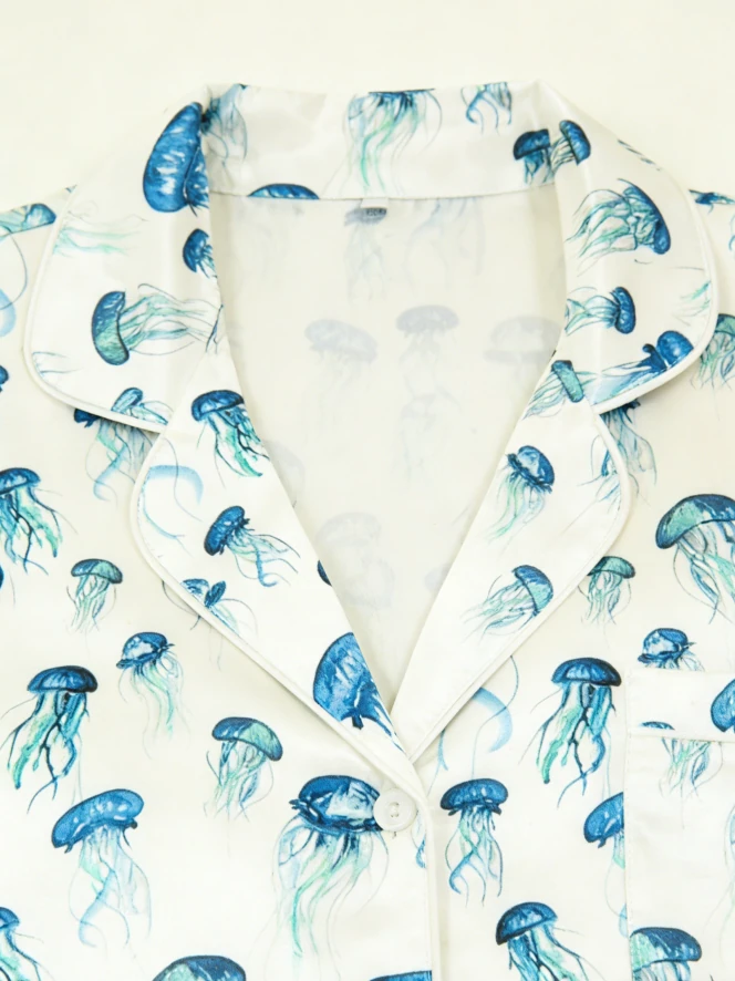 2027 New Baby Girls Jellyfish Short Pajamas Set Children Summer Button Down Short Set product image 4