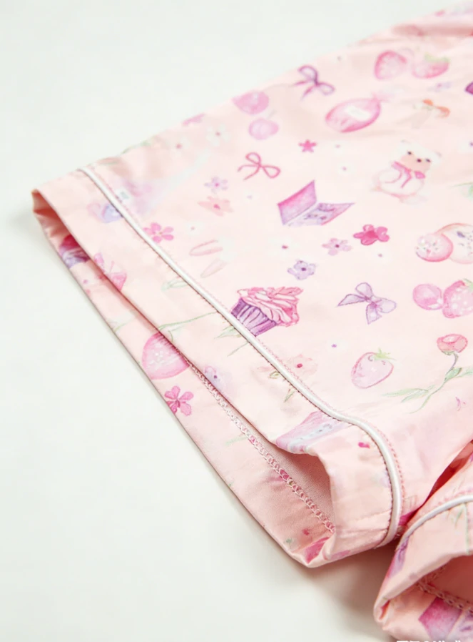 Baby Girls Girls Night in Short Satin Short Pajamas Set Summer PJ Button Down Short Set product image 6