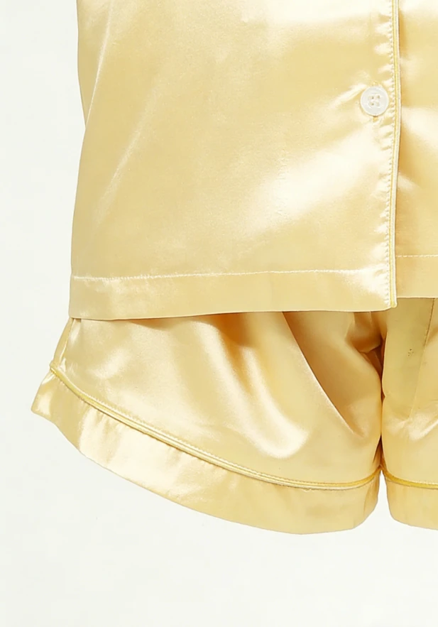 Baby Girls Golden Ticket Satin Short Pajamas Set Baby Girls Summer Short Button Down Set product image 6