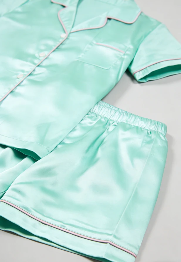 Hot Sale Watermelon Green Satin Satin Short PJ Set Summer Pajamas Short Clothing Set product image 6