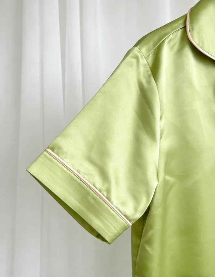 New Sage Green Satin Short Pajamas Set Kids Summer Button Down Set product image 5